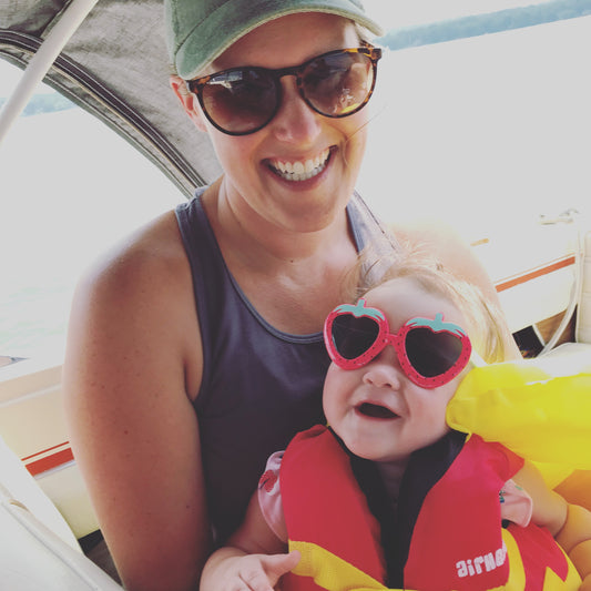 Mom and daughter on boat