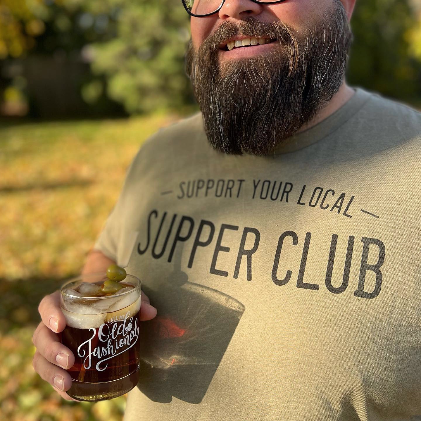 Support Your Local Supper Club Tee. Tan.