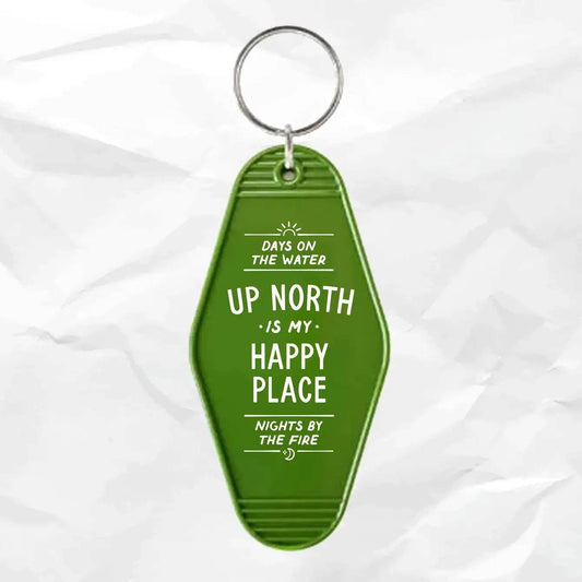 Up North is my Happy Place Vintage Inspired Motel Keychain - Up North Boutique | Midwest Made | Apparel | Home Goods | Jewelry