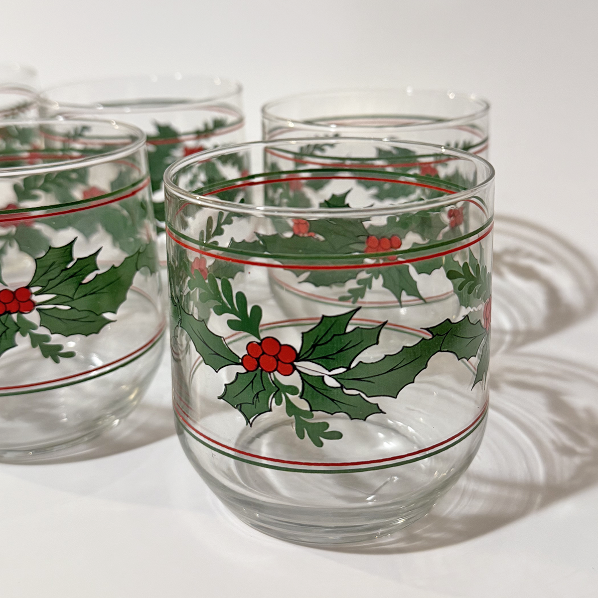 Vintage Christmas Rocks Glasses. Set of 8.