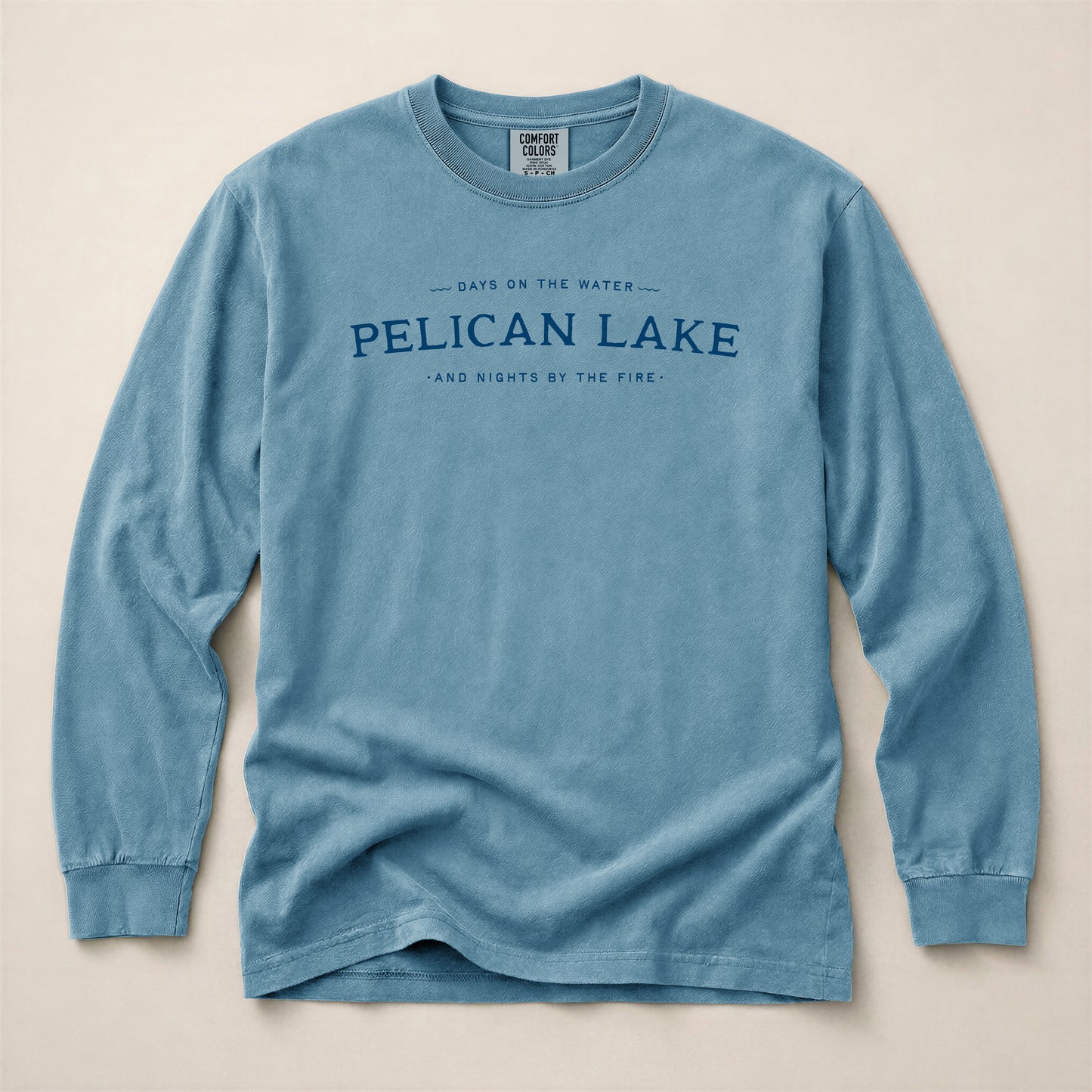 Days on the Water Customizable Long Sleeve Tee. Ice Blue.