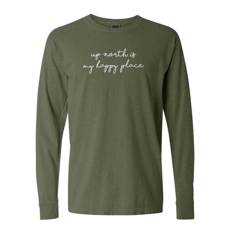 Happy Place Long Sleeve Unisex Tee. Hemp. - Up North Boutique | Midwest Made | Apparel | Home Goods | Jewelry