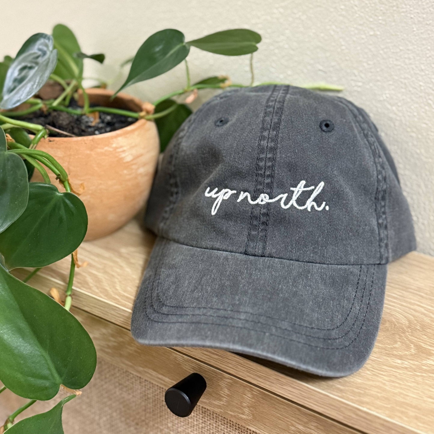 Up North Script Hat. Charcoal Gray. - Up North Boutique | Midwest Made | Apparel | Home Goods | Jewelry