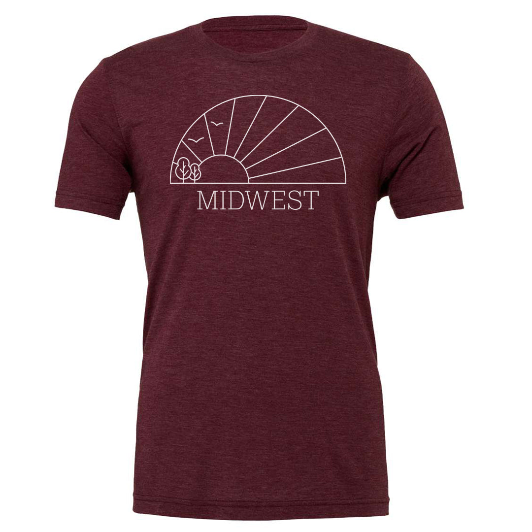 Midwest Horizon Tee. Maroon.