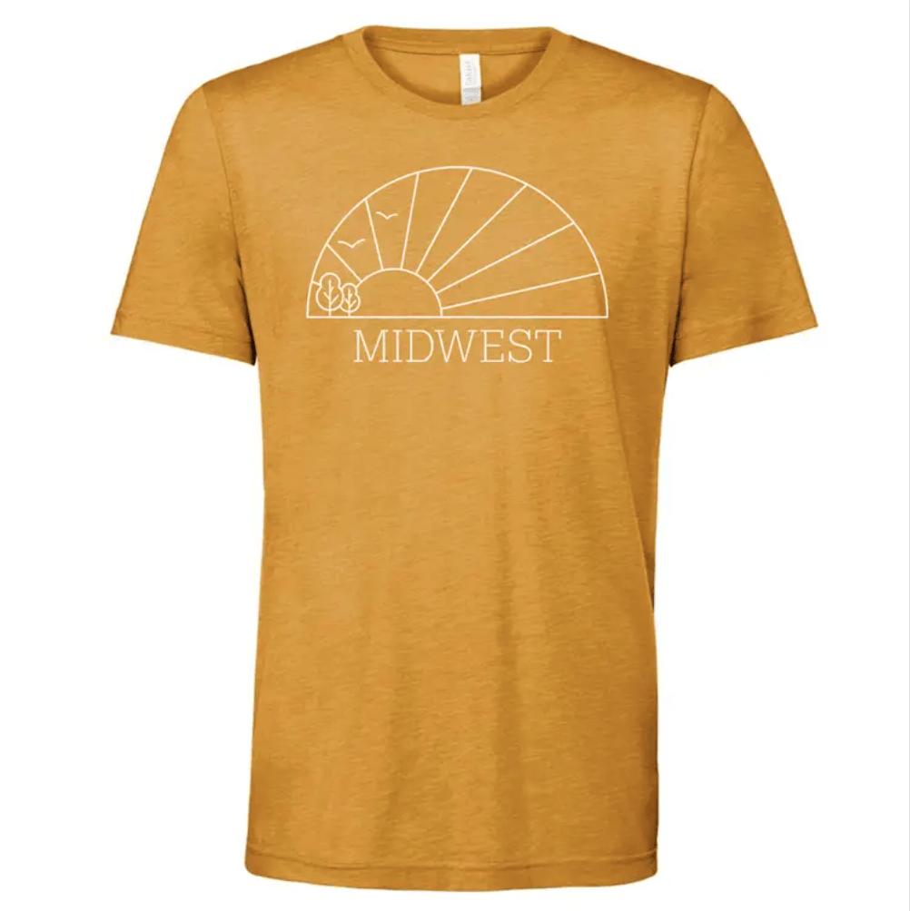 Midwest Horizon Unisex Crewneck Tee. Mustard. - Up North Boutique | Midwest Made | Apparel | Home Goods | Jewelry