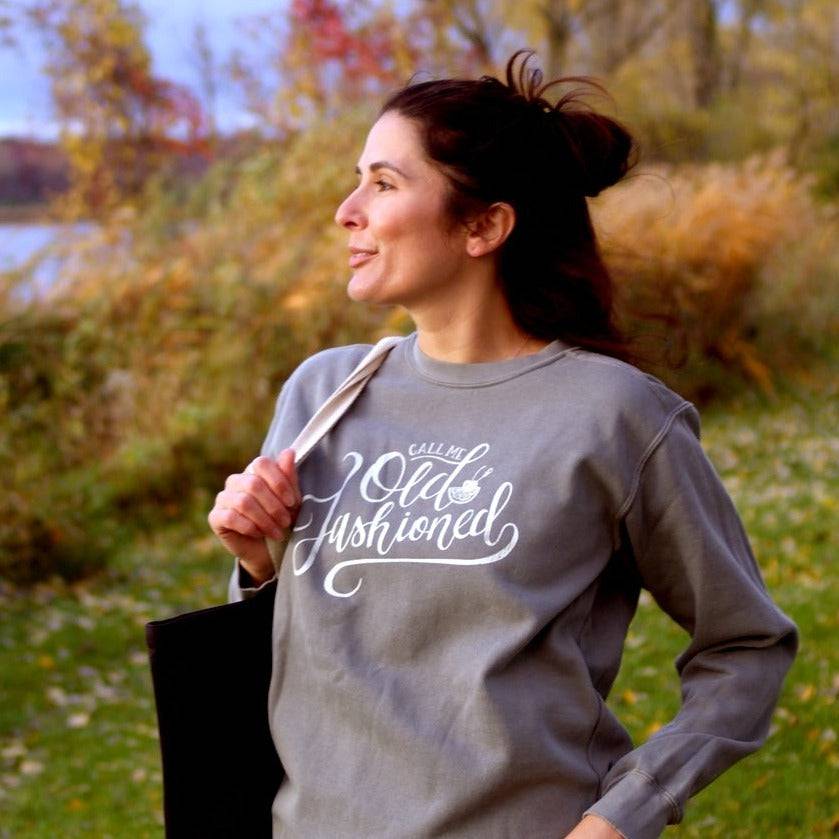 Call Me Old Fashioned Sweatshirt. Gray. - Up North Boutique | Midwest Made | Apparel | Home Goods | Jewelry