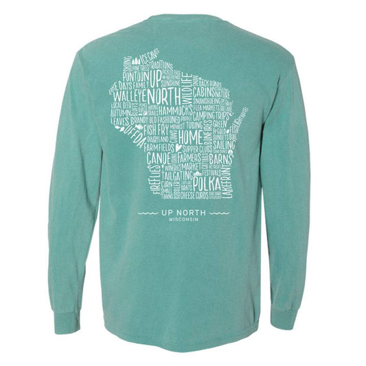 Wisconsin Favorites Long Sleeve. Green. - Up North Boutique | Midwest Made | Apparel | Home Goods | Jewelry