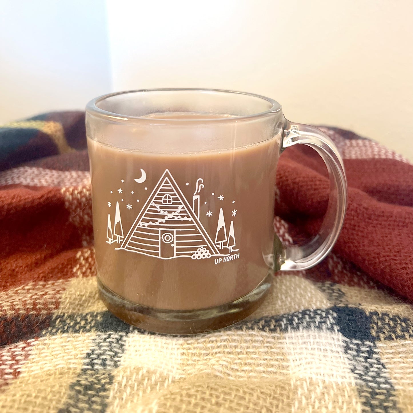 Winter A-frame Glass Mug.