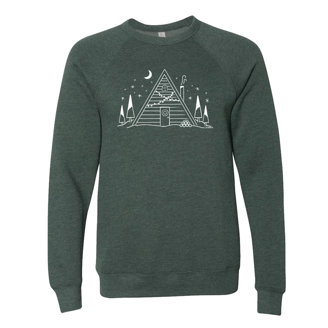 Winter A-Frame Unisex Holiday Sweatshirt. Forest Green. - Up North Boutique | Midwest Made | Apparel | Home Goods | Jewelry