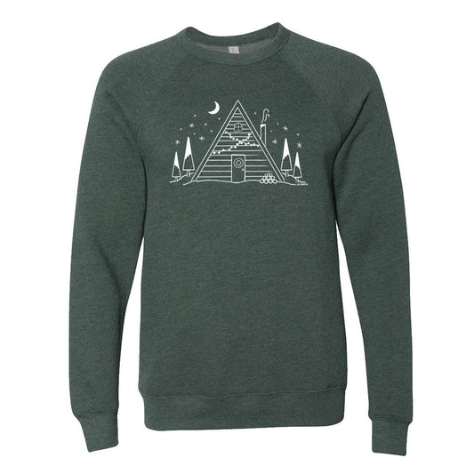 Winter A-Frame Unisex Holiday Sweatshirt. Forest Green. - Up North Boutique | Midwest Made | Apparel | Home Goods | Jewelry