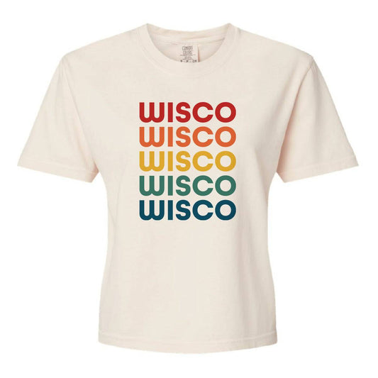 Wisco Pride Cropped Crewneck Tee. Ivory. - Up North Boutique | Midwest Made | Apparel | Home Goods | Jewelry