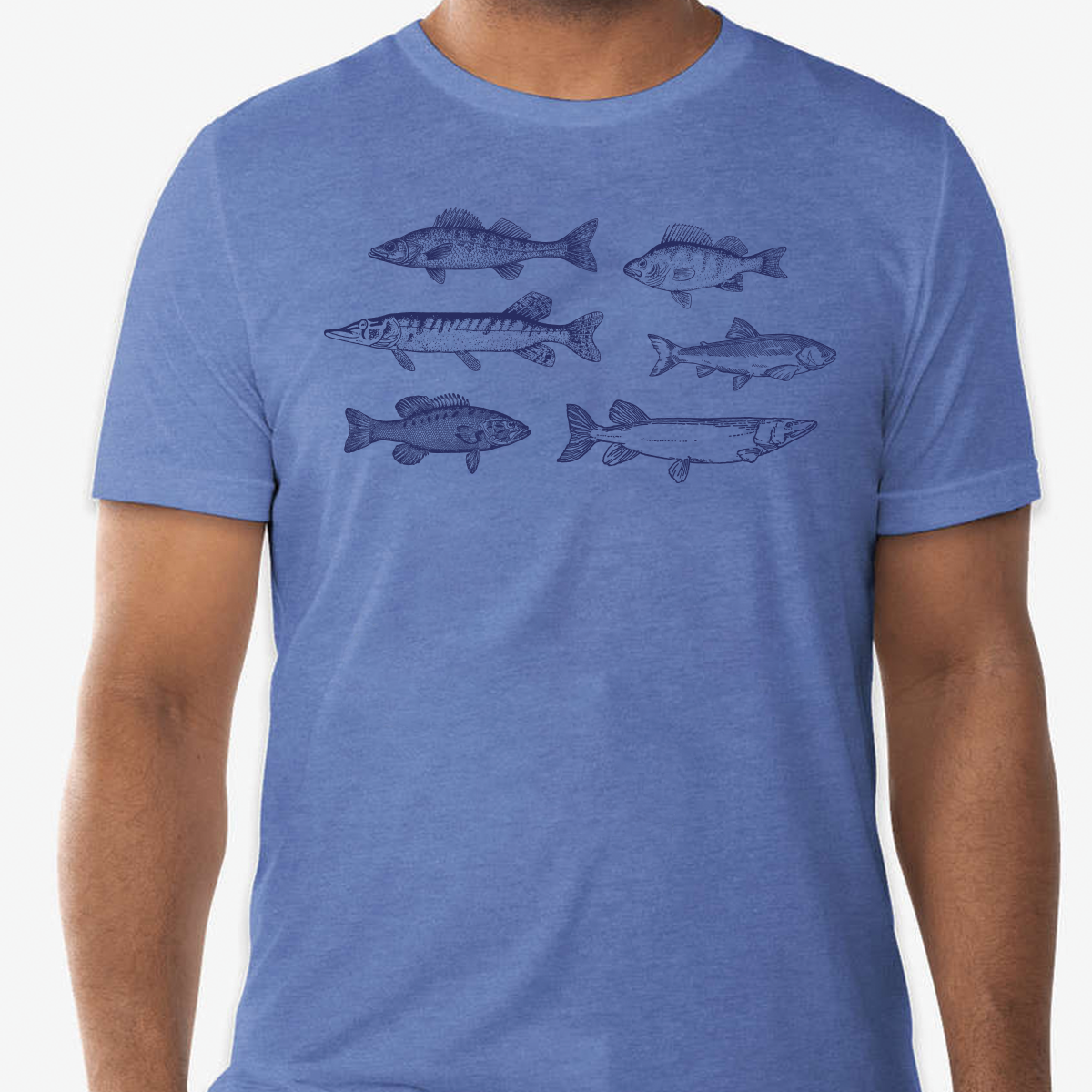 Wisco Fish Tee. Blue.