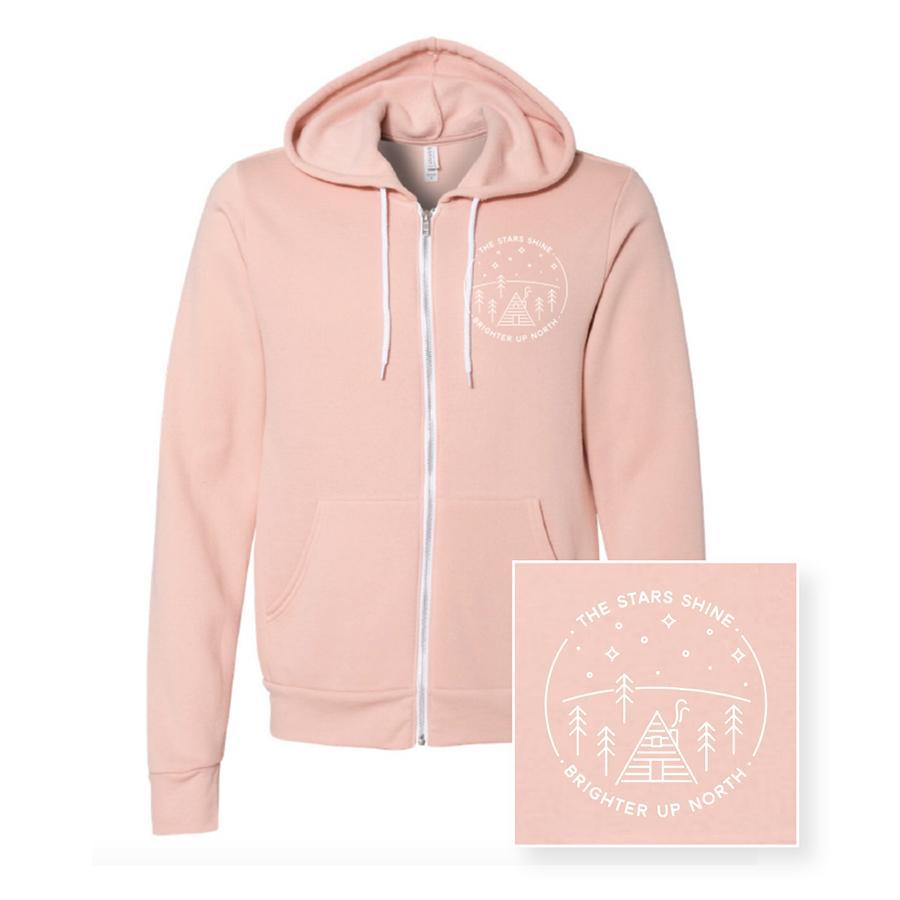 The Stars Shine Brighter Full-Zip Hoodie. Peach.