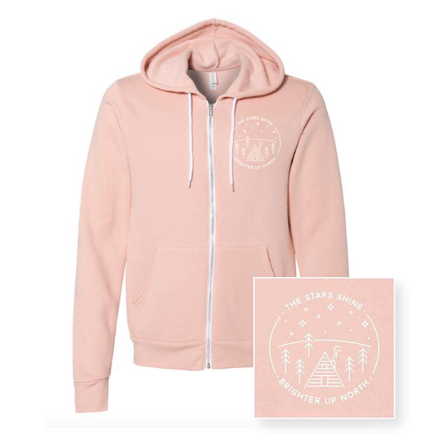 The Stars Shine Brighter Full-Zip Hoodie. Peach. - Up North Boutique | Midwest Made | Apparel | Home Goods | Jewelry