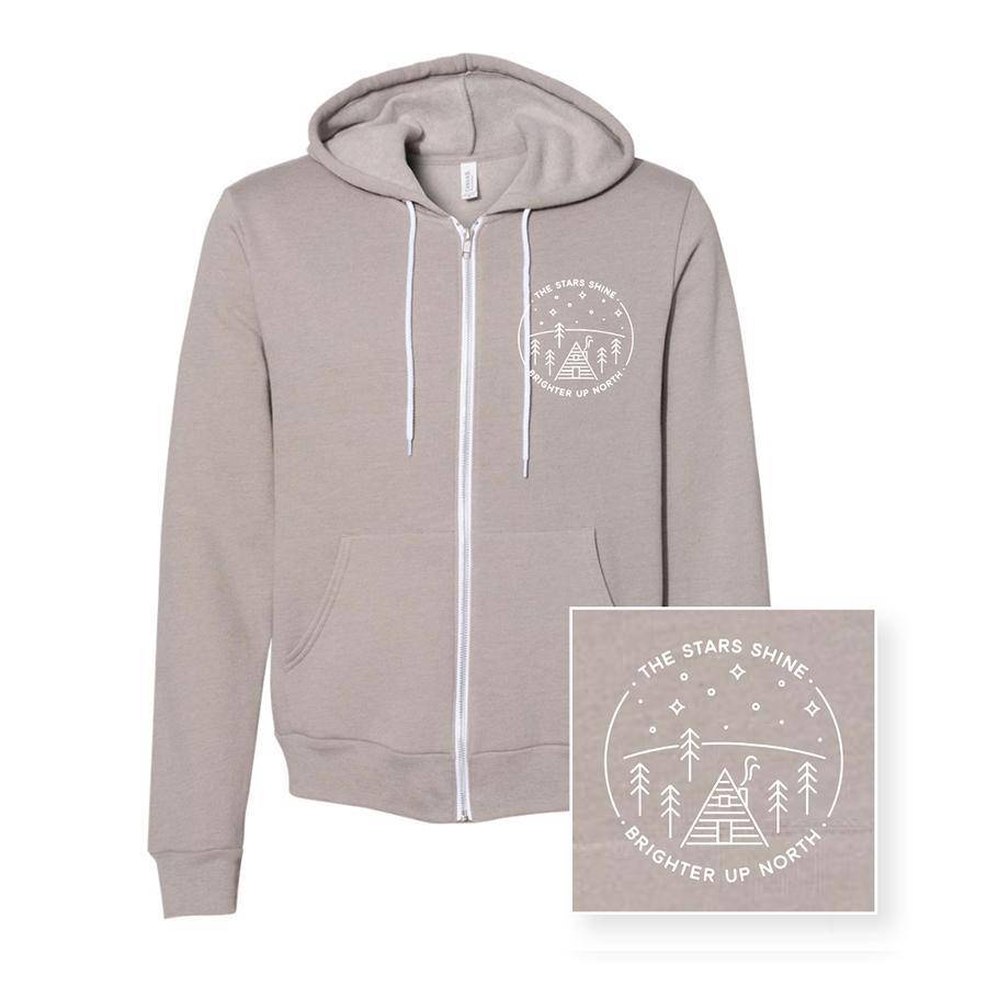 The Stars Shine Brighter Full-Zip Hoodie. Heather Stone. - Up North Boutique | Midwest Made | Apparel | Home Goods | Jewelry