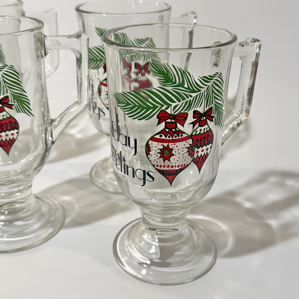 Vintage Christmas Glassware. Set of 4.