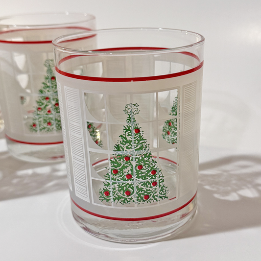 Vintage Christmas Cocktail Glasses. Set of 4.
