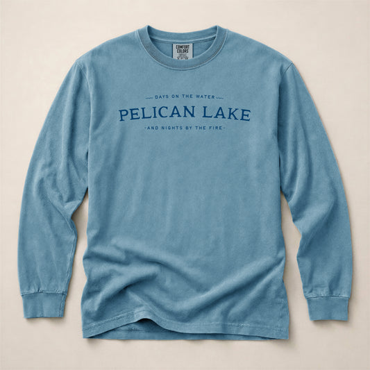 Days on the Water Customizable Long Sleeve Tee. Ice Blue.