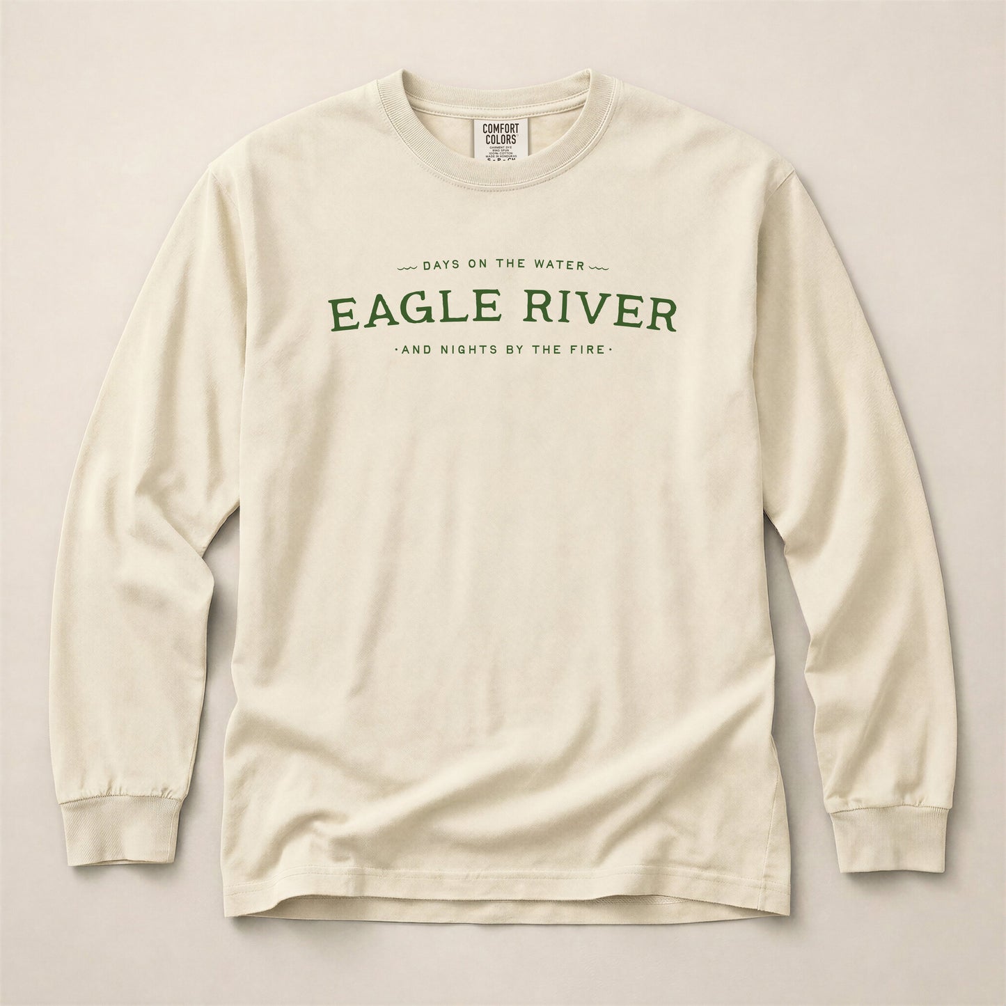 Days on the Water Customizable Long Sleeve Tee. Ivory.