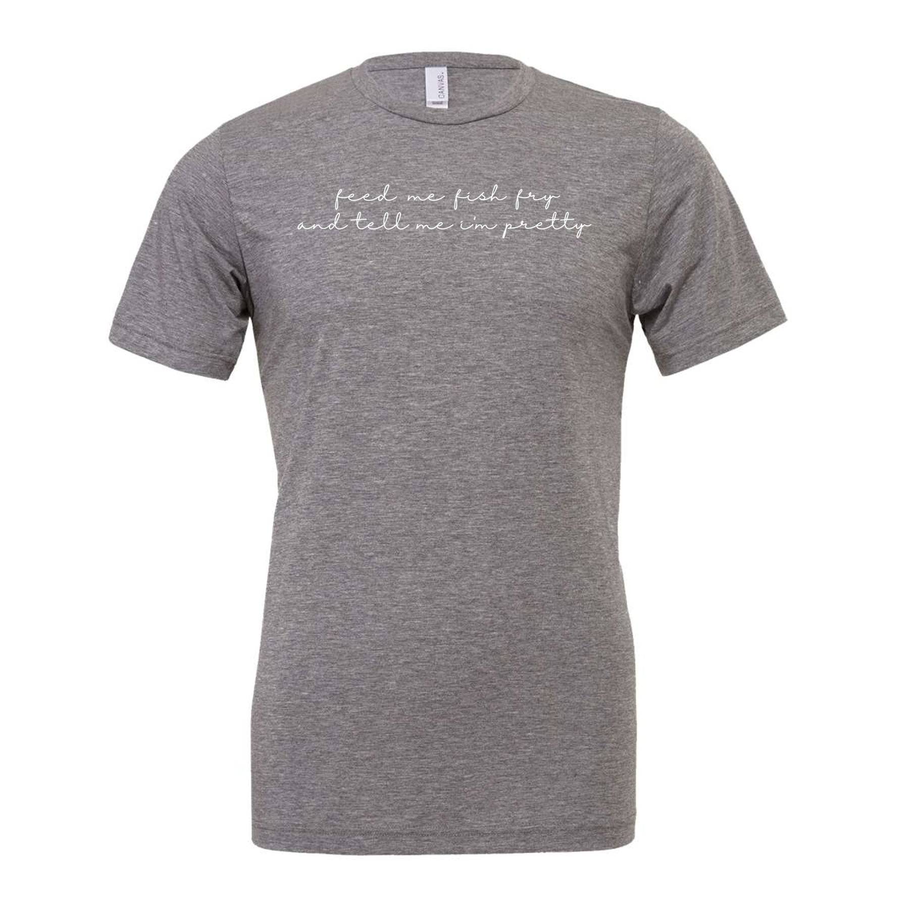 Feed Me Fish Fry Crew Neck Tee. Gray. - Up North Boutique | Midwest Made | Apparel | Home Goods | Jewelry