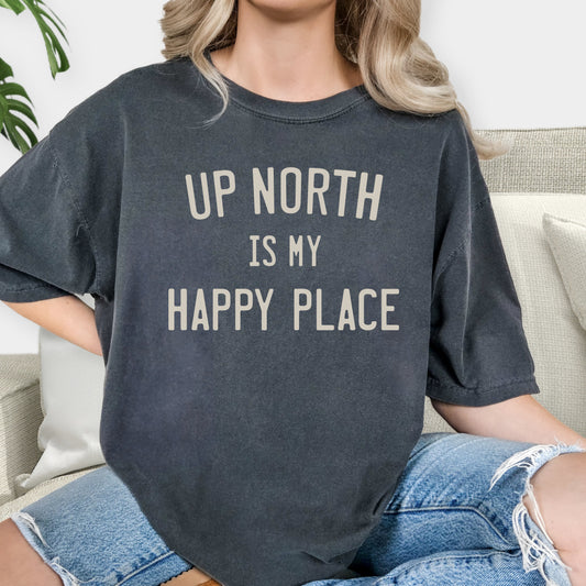 Happy Place Customizable Short Sleeve Tee. Pepper.