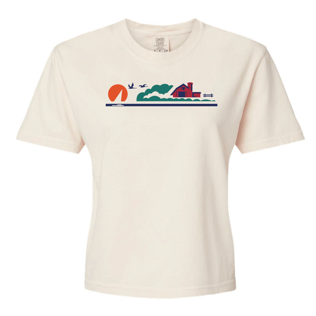 License Plate Women's Cropped Tee. Ivory.