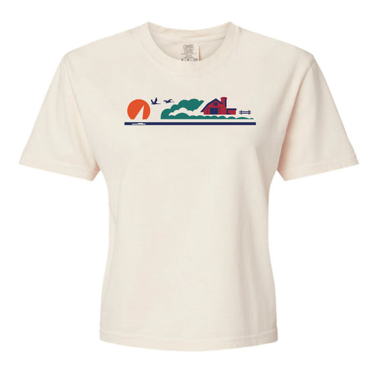 License Plate Women's Cropped Tee. Ivory.