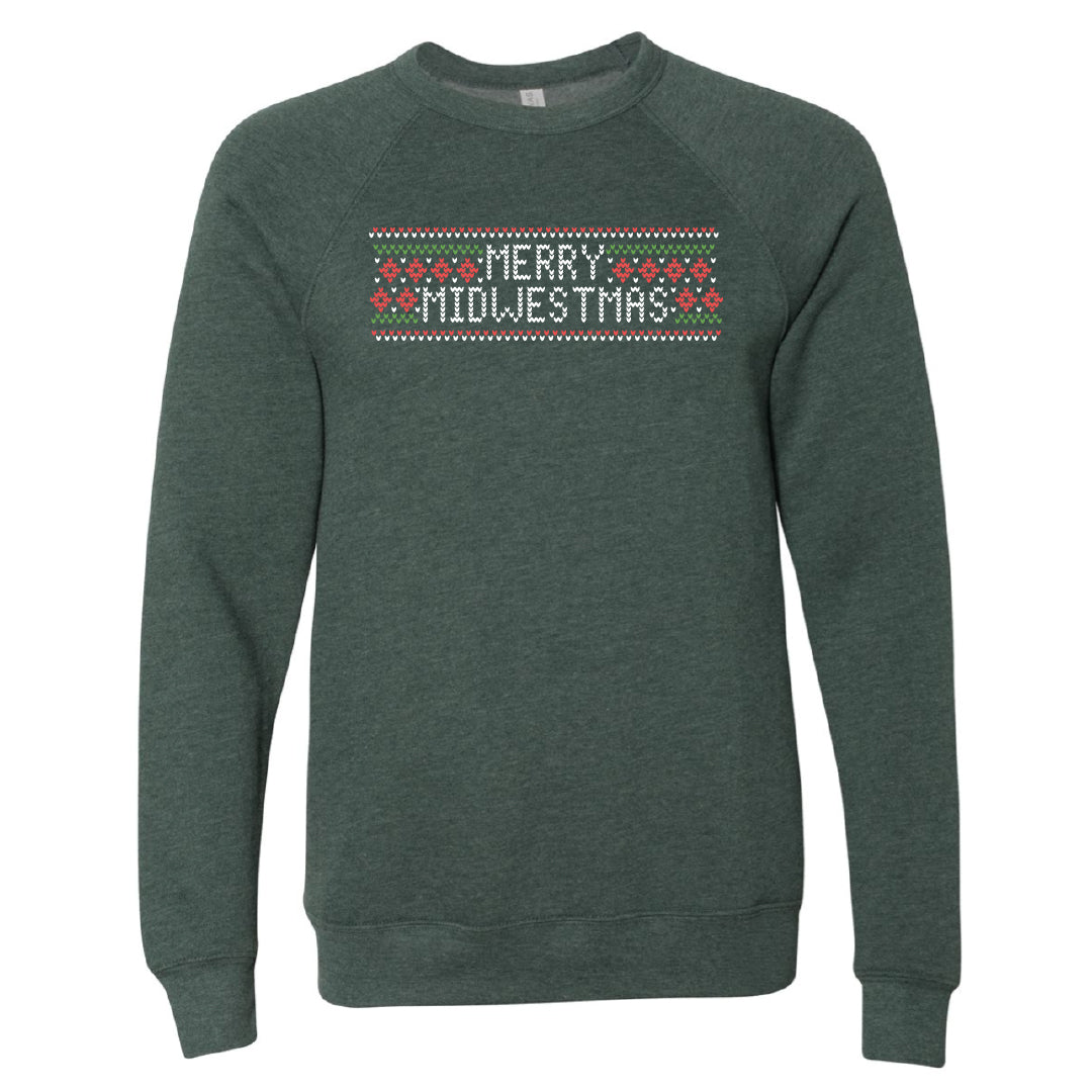 Merry Midwestmas Sweatshirt. Forest Heather.