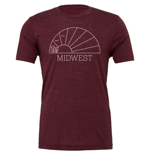 Midwest Horizon Tee. Maroon.