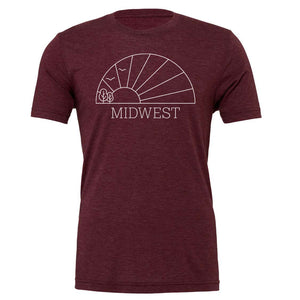 Midwest Horizon Tee. Maroon.