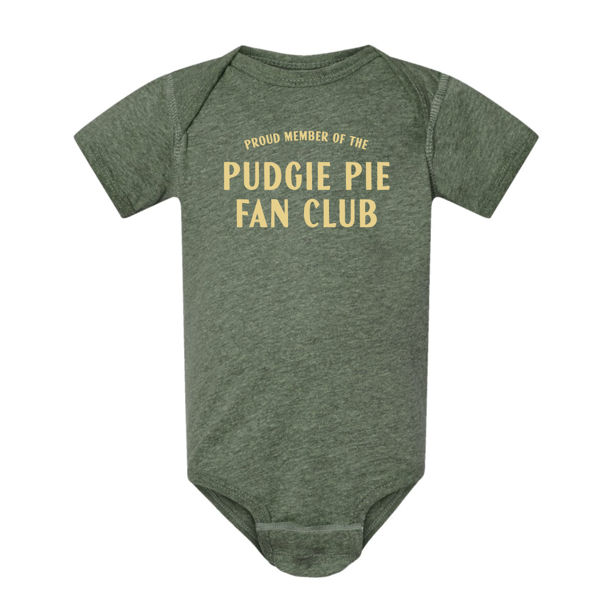 Pudgie Pie Fan Club Onesie. Bamboo Green.