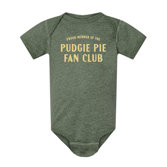 Pudgie Pie Fan Club Onesie. Bamboo Green.