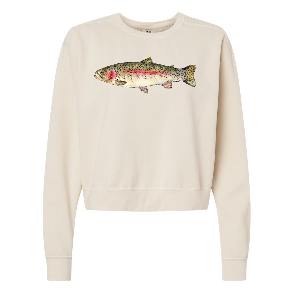 Rainbow Trout Women's Crewneck Mid Length Sweatshirt. Ivory.