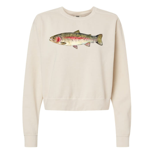Rainbow Trout Women's Crewneck Mid Length Sweatshirt. Ivory.