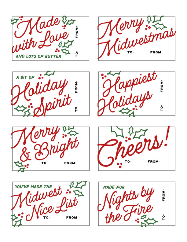 Holiday Gift Tags. Printable Download.