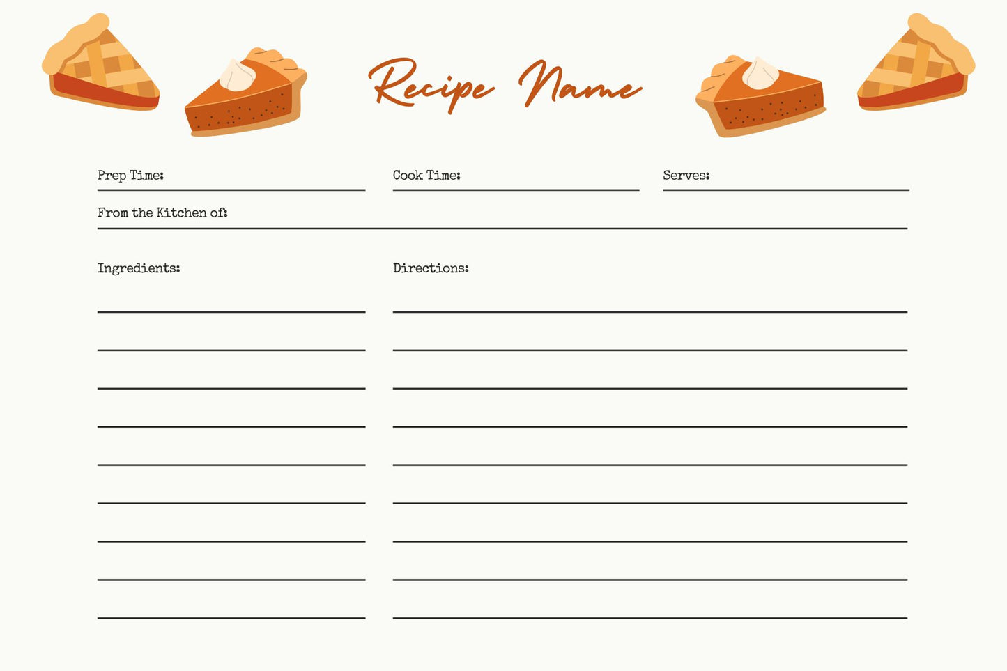 Holiday Recipe Cards. Digital Canva Template.