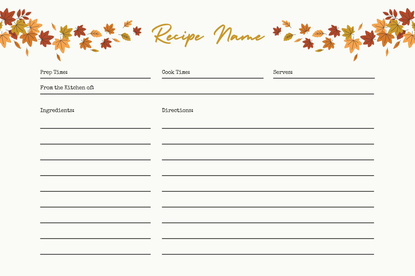 Holiday Recipe Cards. Digital Canva Template.