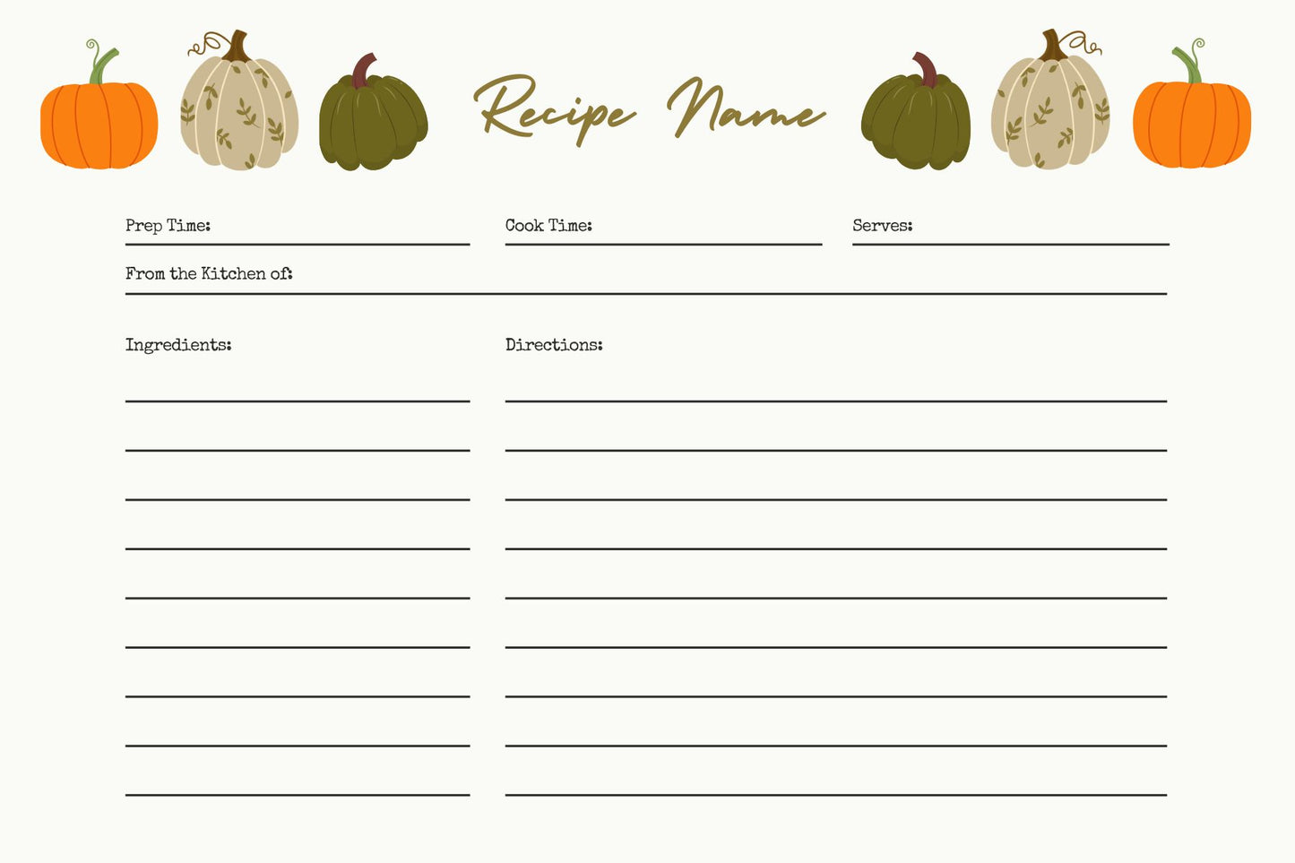 Holiday Recipe Cards. Digital Canva Template.