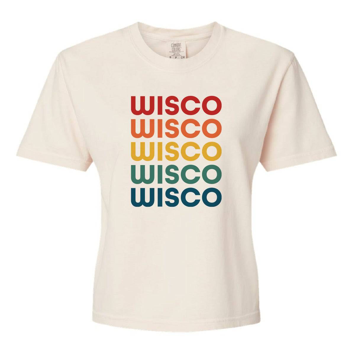 Wisco Pride Cropped Crewneck Tee. Ivory. - Up North Boutique | Midwest Made | Apparel | Home Goods | Jewelry