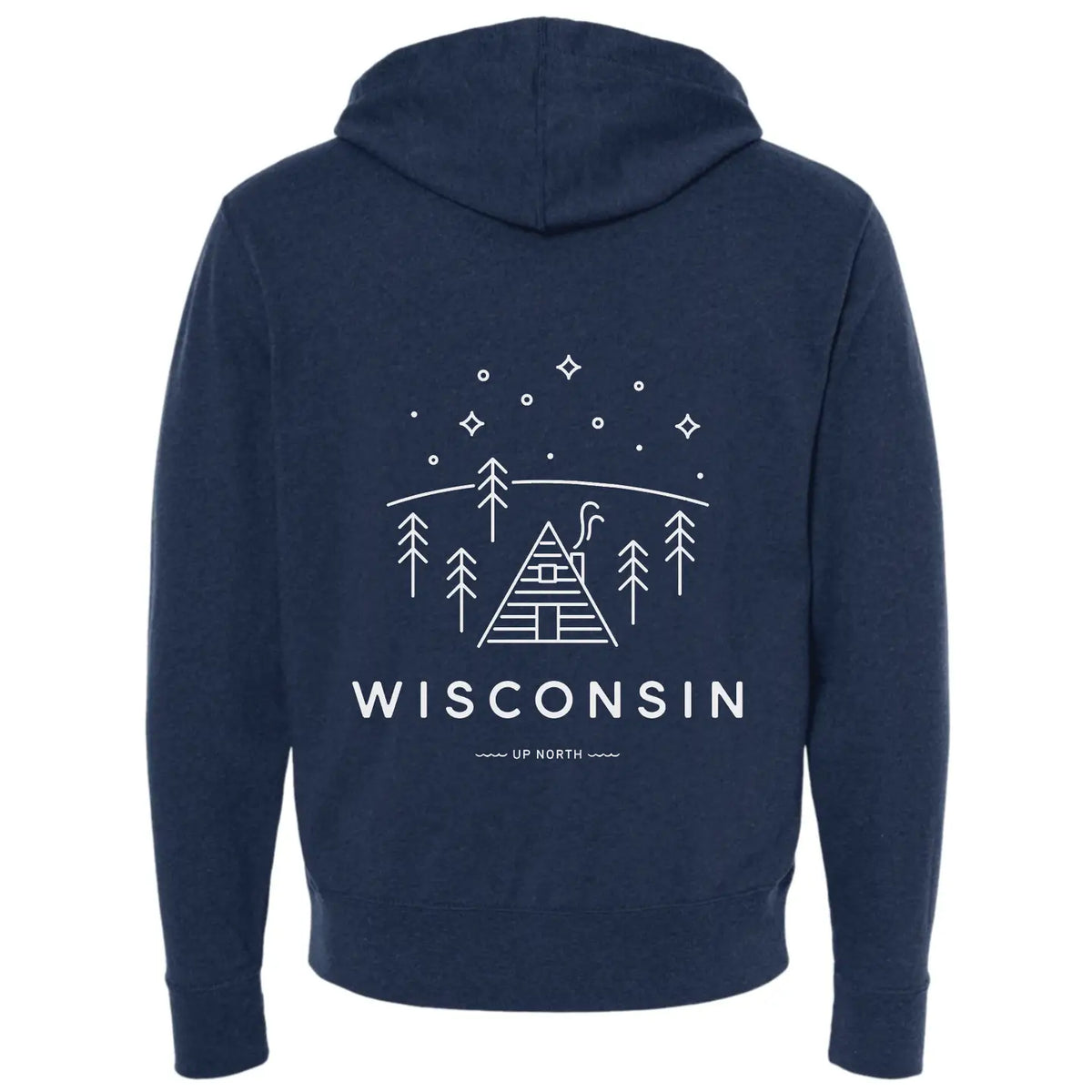 A-Frame Cabin Unisex Full Zip Hoodie. Navy.