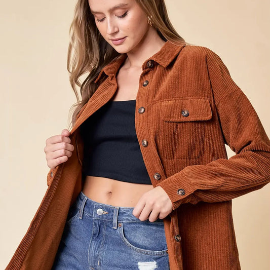 Corduroy Button Down Women's Rust Jacket