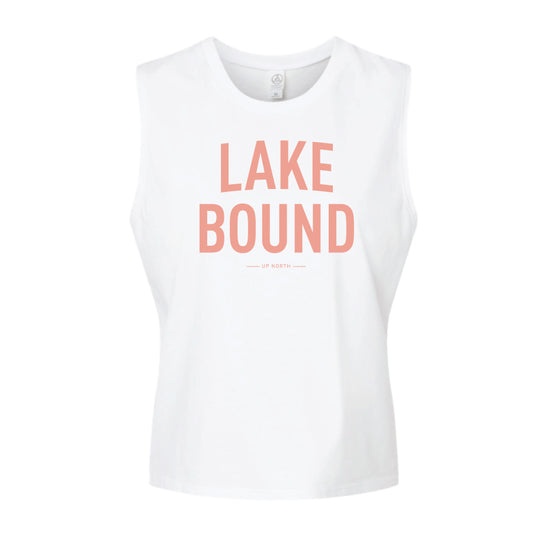 Lake Bound Cropped Tank. White.